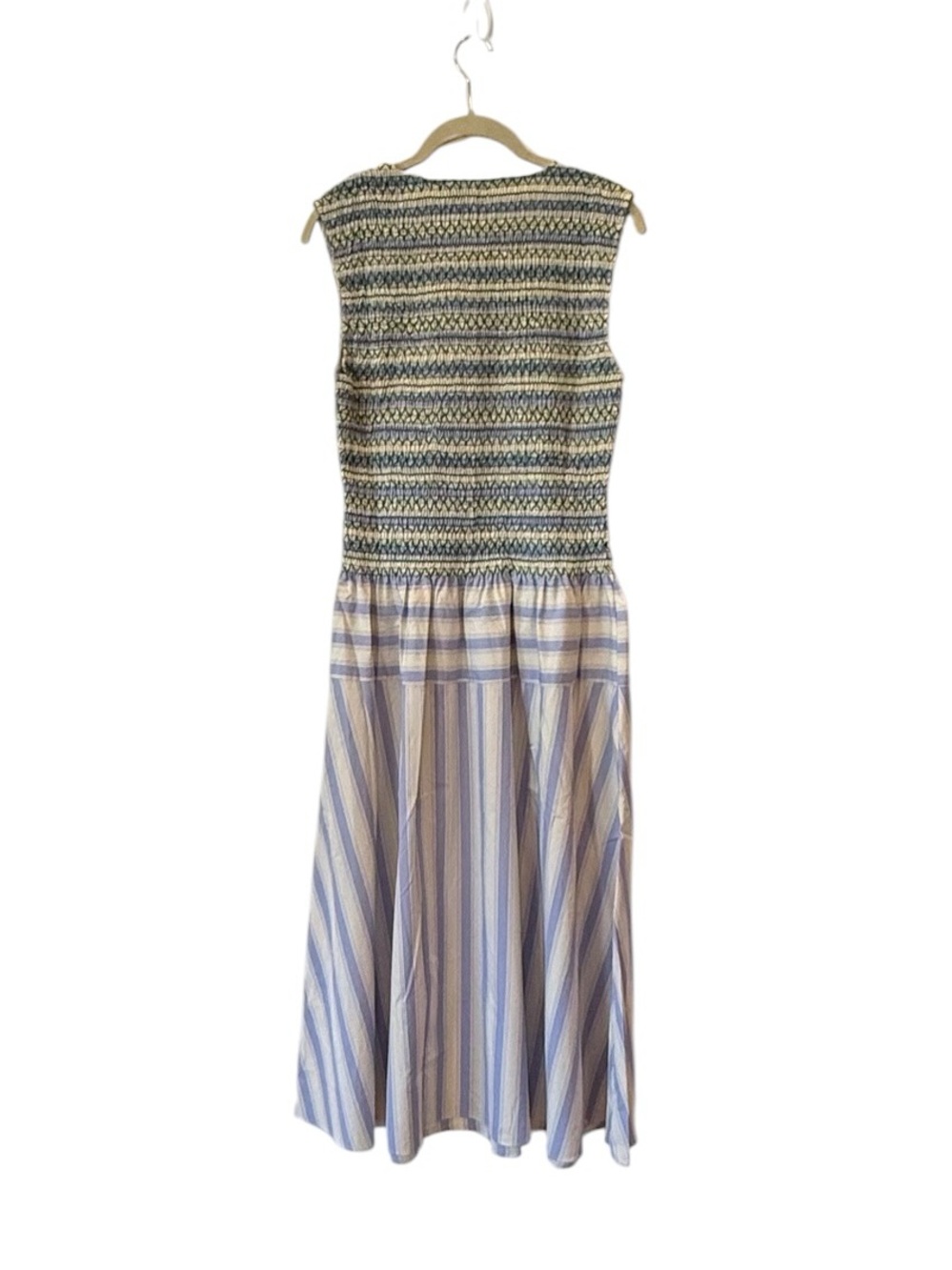 NWT Stine Goya Smocked Gathered Tank Dress - Blue & Green Stripes Medium $425 - Picture 5 of 8